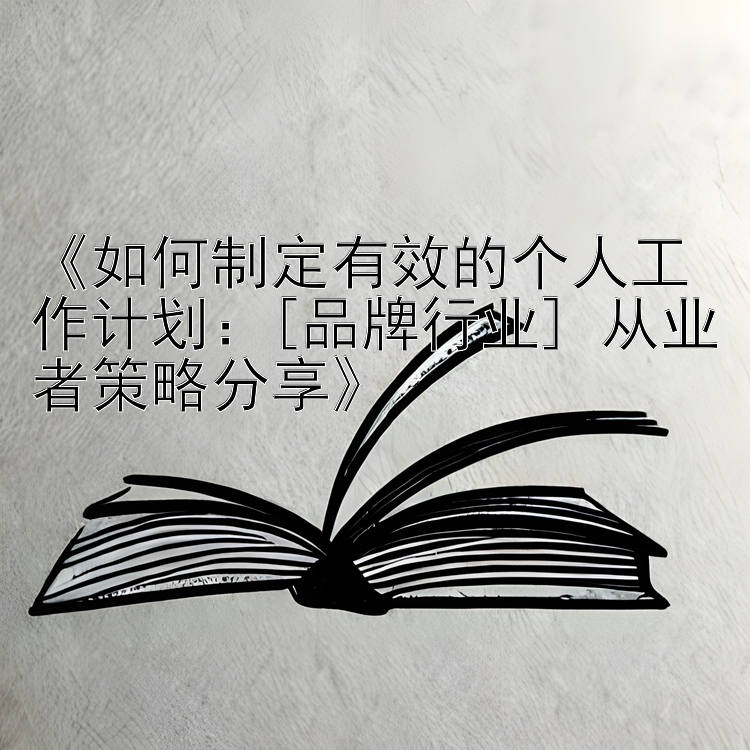 《如何制定有效的个人工作计划：[品牌行业] 从业者策略分享》