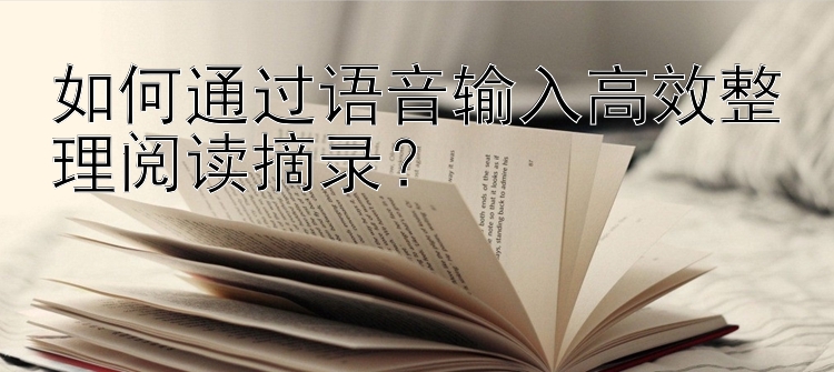 如何通过语音输入高效整理阅读摘录？